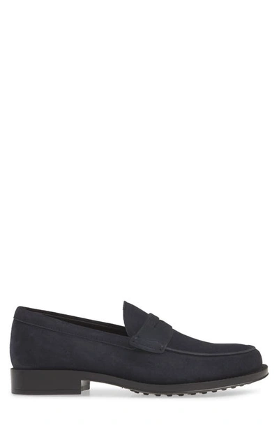 Shop Tod's Penny Loafer In Navy Suede