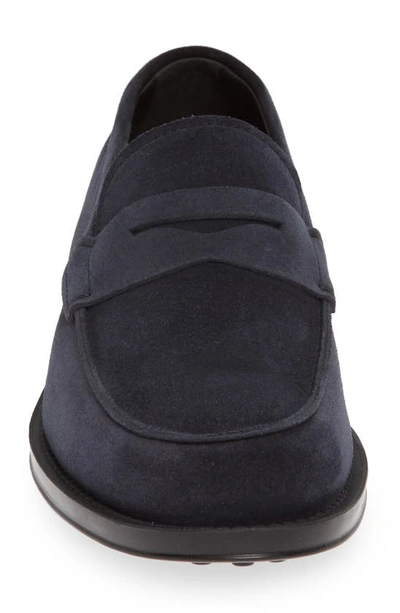 Shop Tod's Penny Loafer In Navy Suede
