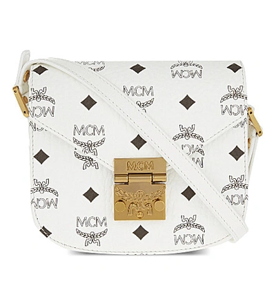 Shop Mcm Patricia Visetos Small Shoulder Bag In White