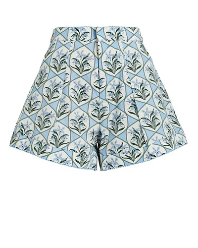 Shop Agua By Agua Bendita Toronjil Floral Poplin Shorts In Blue-lt