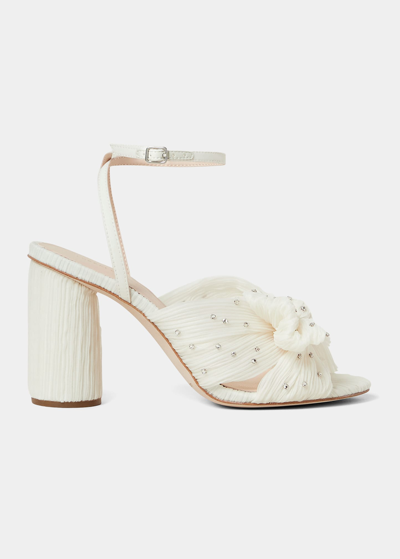 Shop Loeffler Randall Pleated Knot Ankle-strap Sandals In Perhi
