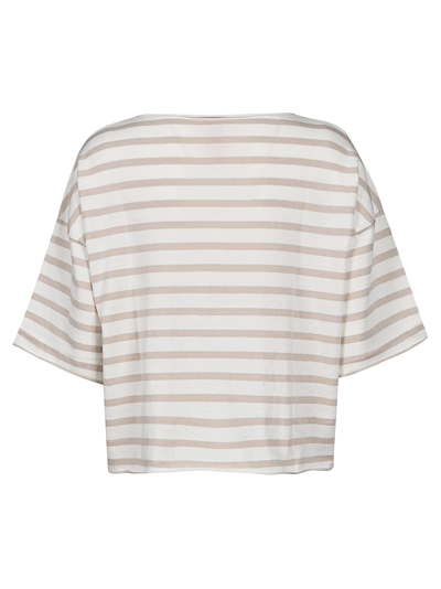 Shop Alessandro Aste Cashmere Blend Striped Sweater In Beige