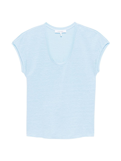 Shop Frame Women's Easy Scoopneck T-shirt In Cloud Blue