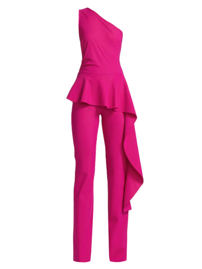 Shop Chiara Boni La Petite Robe Women's Kincso One-shoulder Peplum Jumpsuit In Azalea Pink
