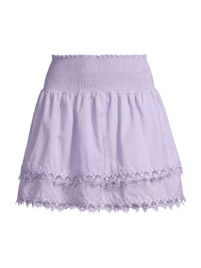 Shop Peixoto Women's Belle Smocked Tiered Miniskirt In Dusty Lavender