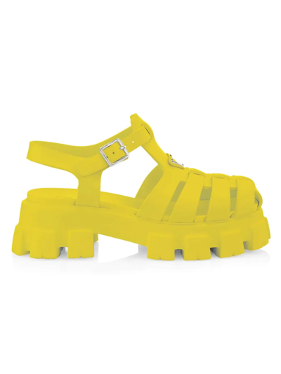 Shop Prada Men's Soft Cage Rubber Sandals In Sole