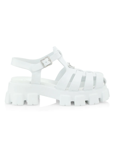 Shop Prada Men's Soft Cage Rubber Sandals In Bianco