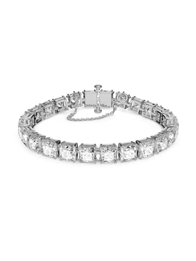 Shop Swarovski Women's Millenia Rhodium-plated Square-cut Crystal Bracelet In Neutral