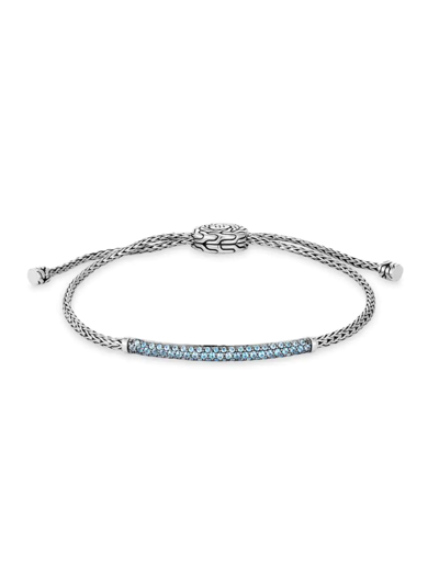 Shop John Hardy Women's Classic Chain Sterling Silver & Blue Topaz Pull-through Bracelet