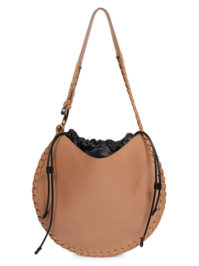 Shop Chloé Women's Round Leather Shoulder Bag In Light Tan