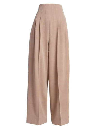 Shop Chloé Women's Pleated High-waisted Wide-leg Trousers In Skin Beige