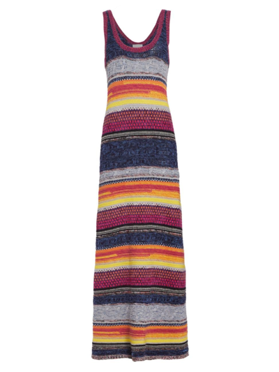 Shop Chloé Women's Striped Knit Colorblocked Maxi Dress In Neutral