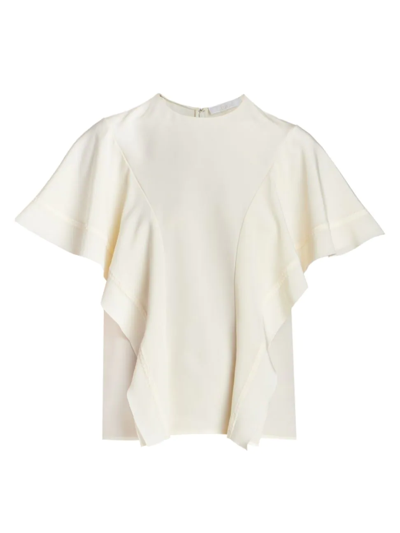 Shop Chloé Women's Layered Ruffle-sleeve Blouse In Dusty White