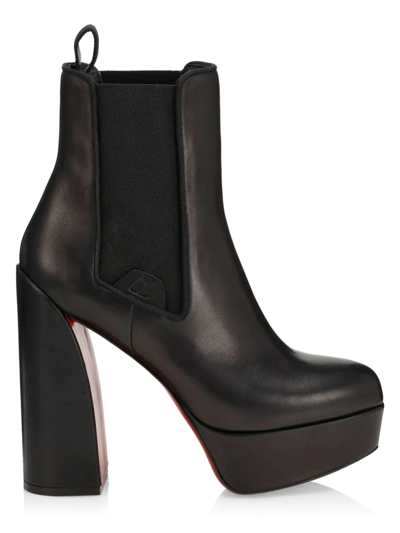 Shop Christian Louboutin Women's Movidastic 130 Leather Platform Boots In Black