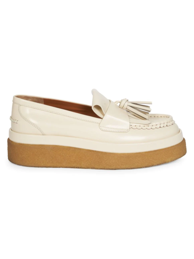 Shop Chloé Women's Jamie Leather Platform Loafers In Eggshell