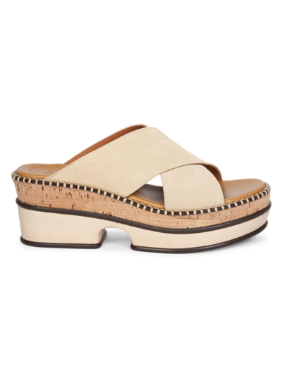 Shop Chloé Women's Laia Crisscross Suede Slides In Biscotti Beige