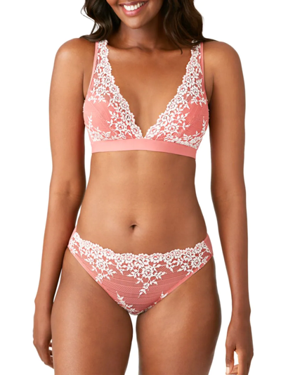 Shop Wacoal Embrace Lace Soft Cup Bra In Faded Rose White Sand
