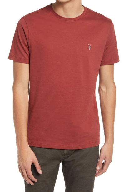 Shop Allsaints Brace Tonic Crewneck T-shirt In Roasted Red