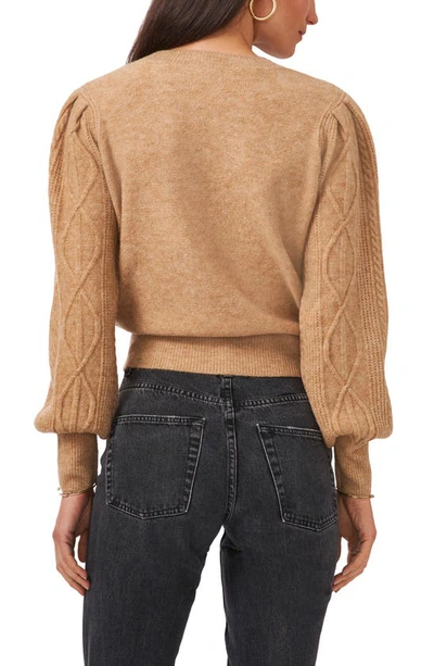 Shop 1.state Variegated Cables Crew Sweater In Latte Heather