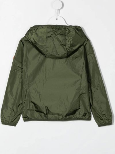 Save The Duck Logo-patch Zip-up Hooded Jacket In Green