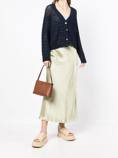 Vince Organic Cotton Crochet Cardigan In Blue