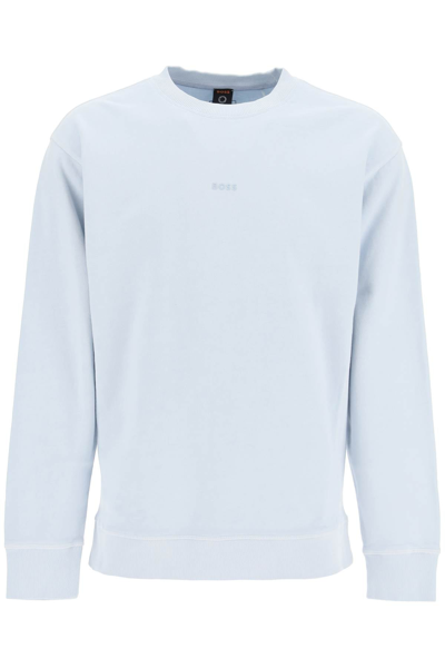 Shop Hugo Boss Boss Responsible Fashion Sweatshirt In Light Blue
