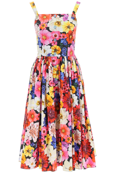 Dolce & Gabbana Floral-print Overall Midi Sundress In Mixed Colours