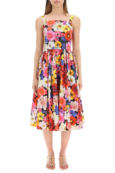 Dolce & Gabbana Floral-print Overall Midi Sundress In Mixed Colours
