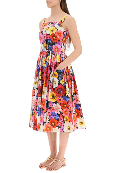 Dolce & Gabbana Floral-print Overall Midi Sundress In Mixed Colours