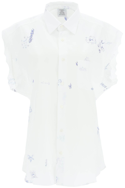 Shop Vetements Scribbled Sleeveless Shirt In White