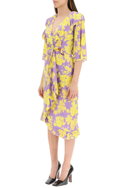 Shop Vetements Viscose Midi Wrap Dress In Mixed Colours