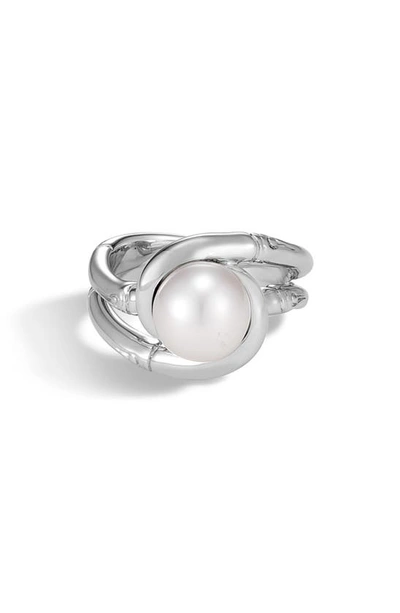 Shop John Hardy Bamboo Pearl Ring In Silver/ Pearl