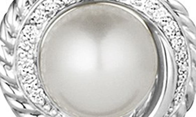 Shop David Yurman 'pearl Crossover' Pendant With Diamonds On Chain