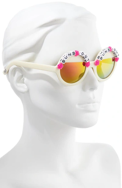 Shop Rad + Refined Suns Out Buns Out Round Sunglasses In Hot Pink/ Orange Mirrored