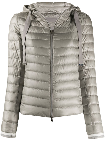 Shop Herno Nylon Ultralight Hooded Down Jacket In Grey