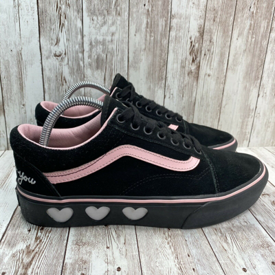 Pre owned X Lazy Oaf Limited Old Skool Platform Bad For You Black Pink Sz W 10 M 8.5 In Black pink