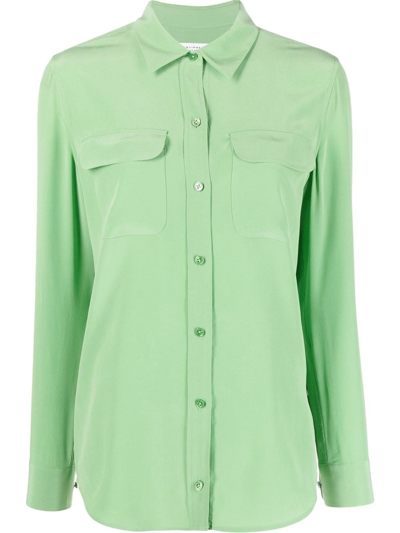 Shop Equipment `signature` Slim-fit Shirt In Verde