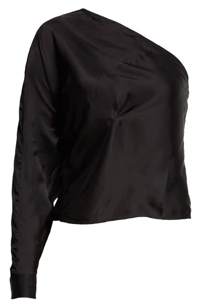 Shop Rta Josalyn One-shoulder Long Sleeve Blouse In Black