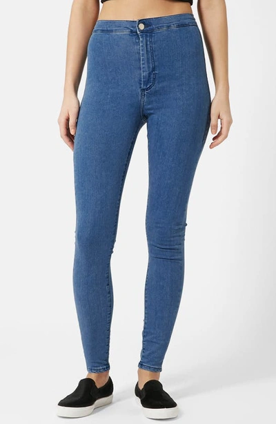 Shop Topshop Moto 'joni' High Rise Super Skinny Jeans In Mid Denim