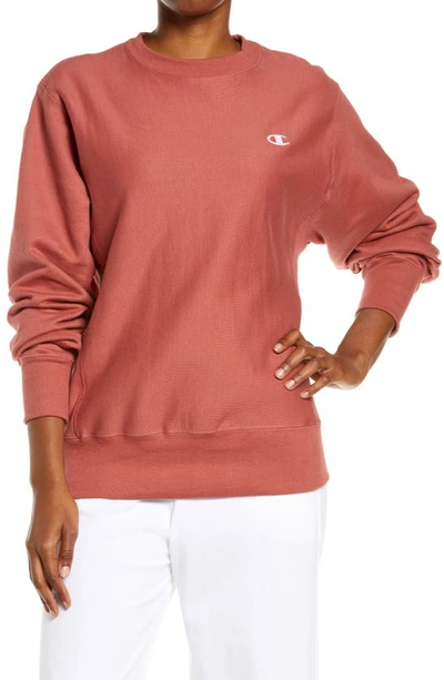 Shop Champion Reverse Weave® Boyfriend Sweatshirt In Sandalwood Red