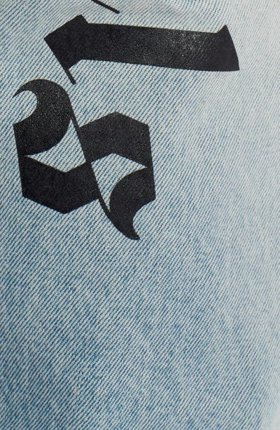Shop Palm Angels Back Logo Jeans In Light Blue White