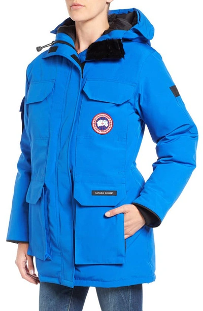 Shop Canada Goose Pbi Expedition Hooded Down Parka With Genuine Coyote Fur Trim In Royal Pbi Blue