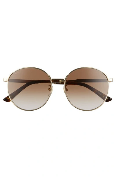 Shop Gucci 58mm Gradient Round Sunglasses In Gold/ Brown