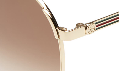 Shop Gucci 58mm Gradient Round Sunglasses In Gold/ Brown