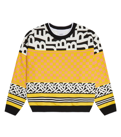 Shop Burberry Printed Cotton Sweatshirt In Acid Yellow Ip Patt
