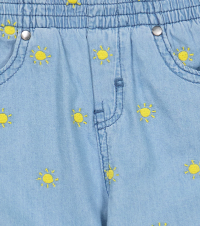 Shop Stella Mccartney Baby Embroidered Jeans In Azzurro