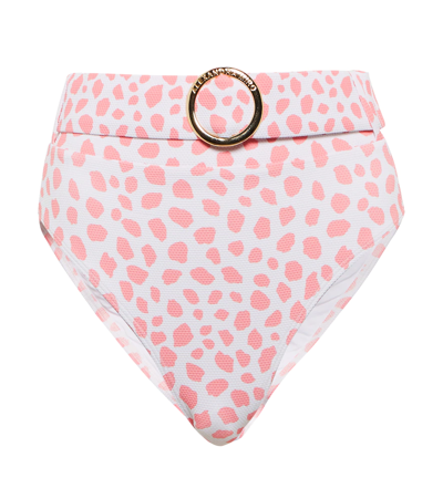 Shop Alexandra Miro Ursula High-rise Bikini Bottoms In Leo Print Pink White