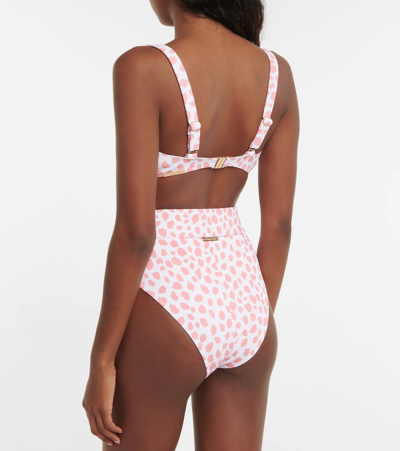 Shop Alexandra Miro Ursula High-rise Bikini Bottoms In Leo Print Pink White