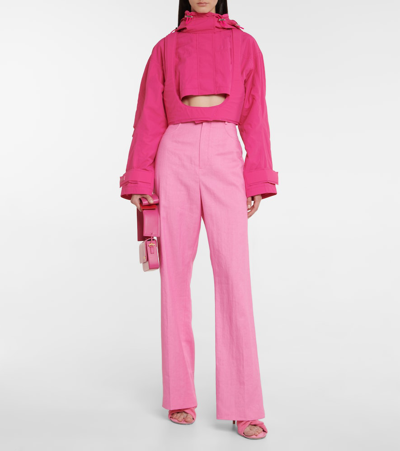 Shop Jacquemus La Parka Fresa Cropped Puffer Jacket In Pink
