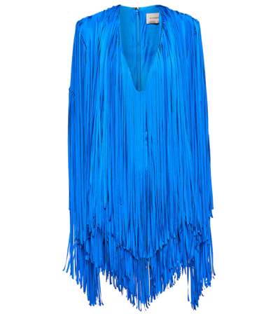 Shop Alexandre Vauthier Fringed Minidress In Capri Blue